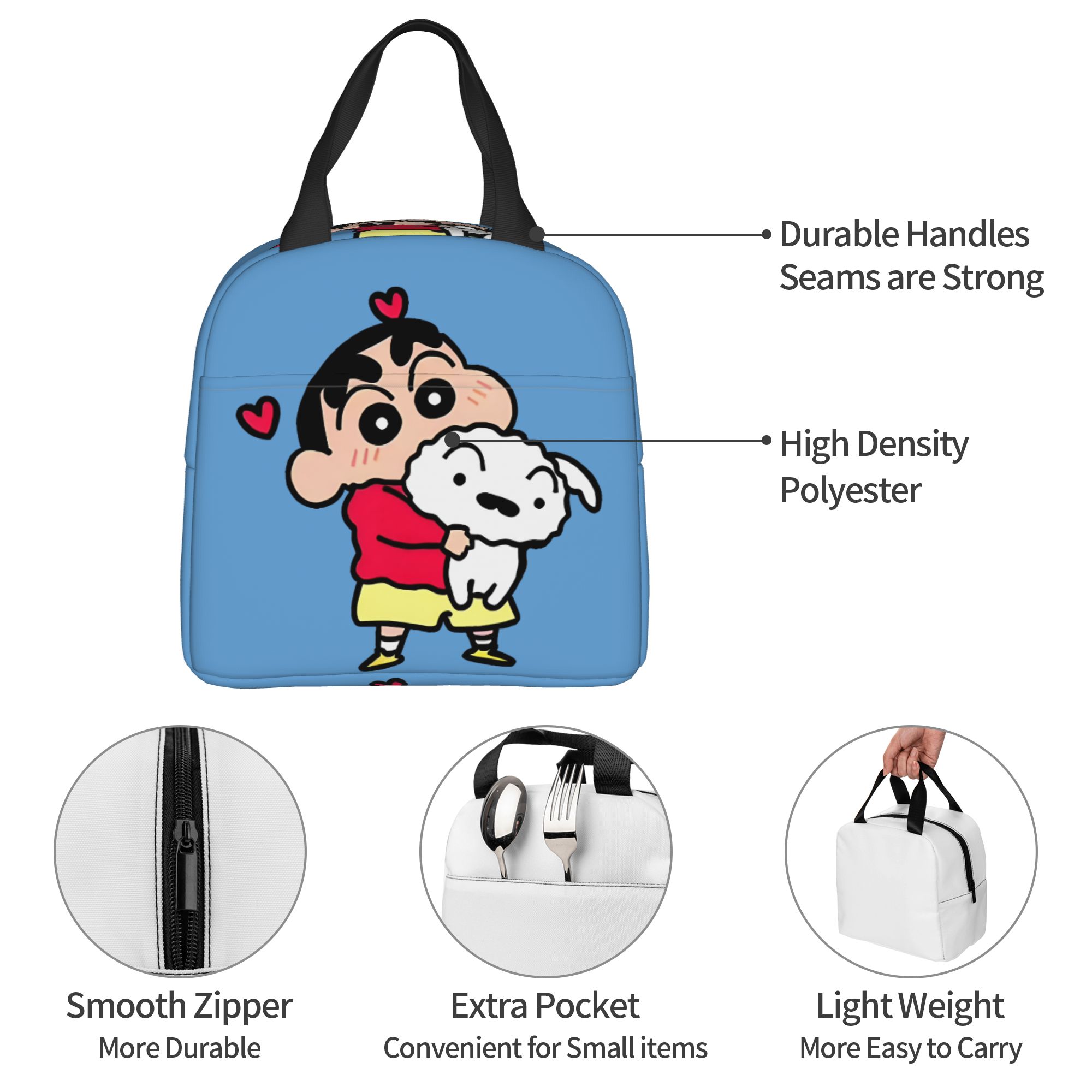 Travel Accessories 2022 - Crayons S-Shinchans Insulated Lunch Bag Waterproof