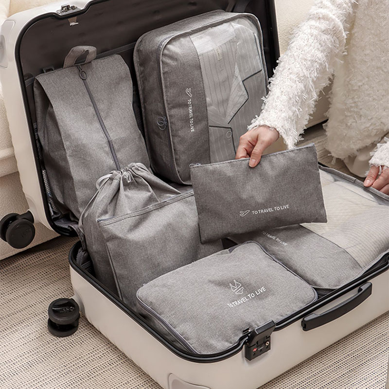 Travel Accessories Pouch For Women - 7 Piece Travel Packing Cubes Set