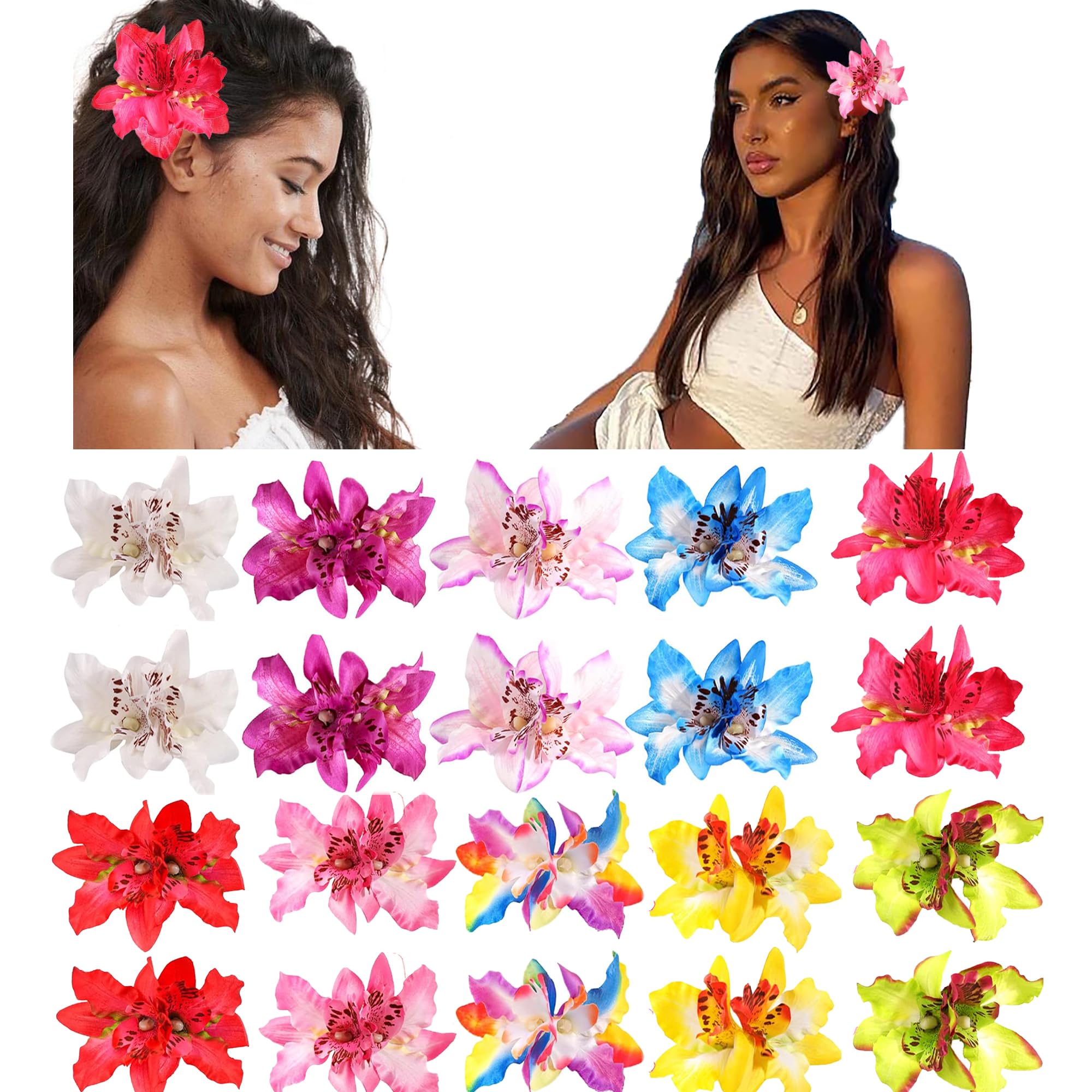 Travel Accessories Hawaii - 2Pcs Hawaii Orchid Flowers Hair Clips,Bohemia