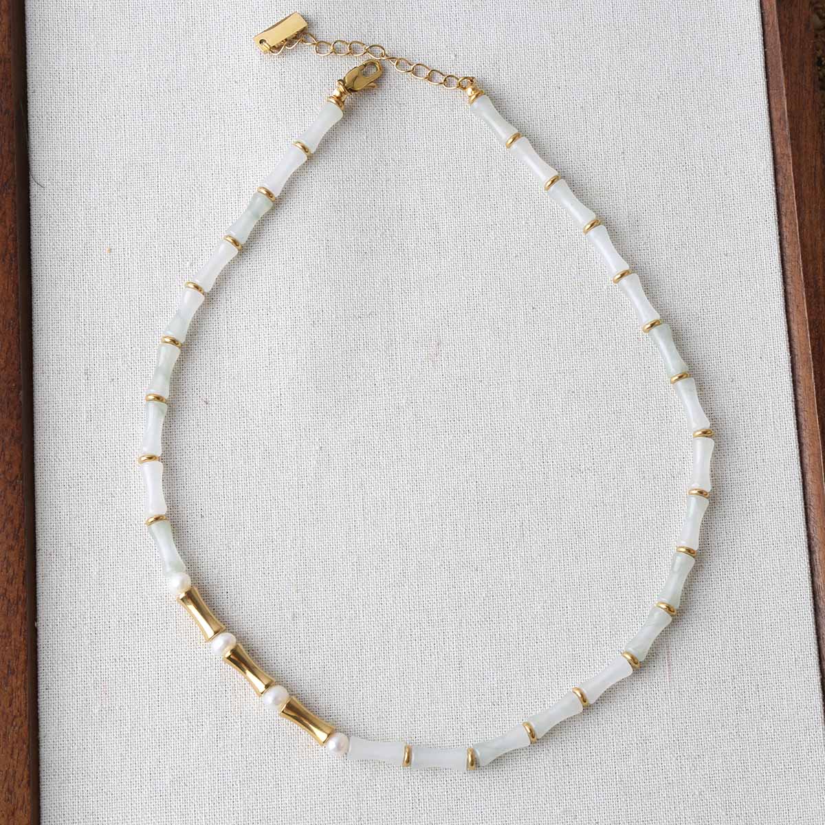 Travel Accessories Dropshipping - White jade stone bamboo necklace women's