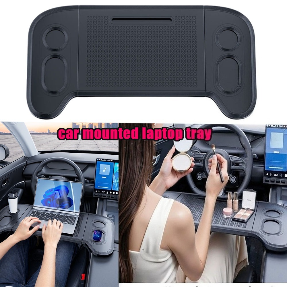 Travel Accessories For Road Trip - Foldable Car Laptop Desk Steering Wheel