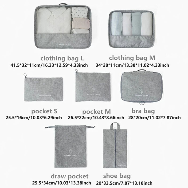 7 Piece Travel Packing Cubes S - đánh giá và giá Travel Accessories Pouch For Women