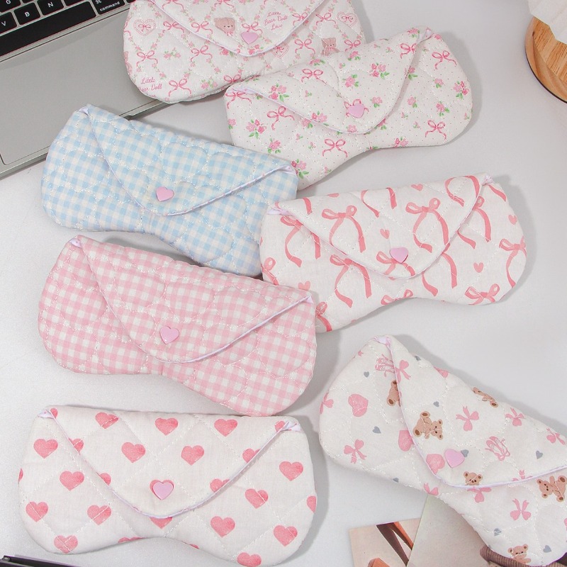 Ins Korean Plaid Fabric Heart  - đánh giá và giá Travel Accessories Pouch For Women