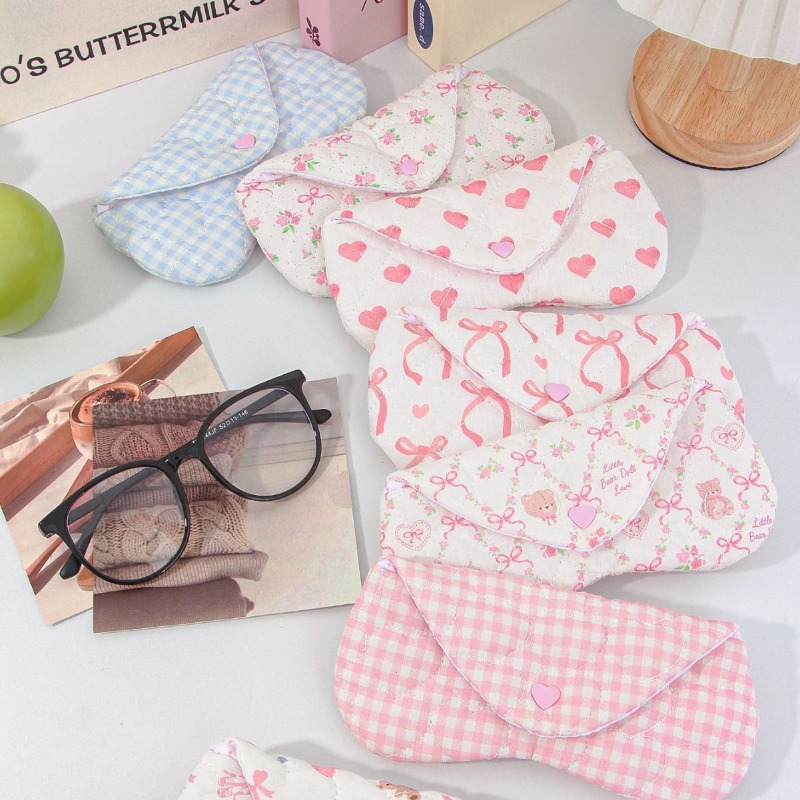 Ins Korean Plaid Fabric Heart  - đánh giá và giá Travel Accessories Pouch For Women
