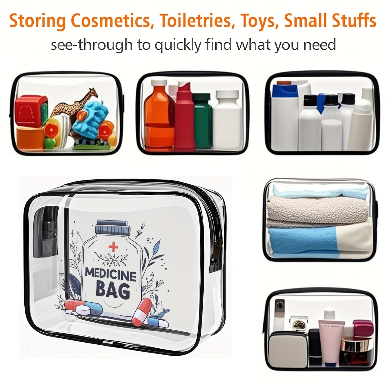 1pc Clear Makeup Bag Transpare - đánh giá và giá Toiletry Bag Tsa