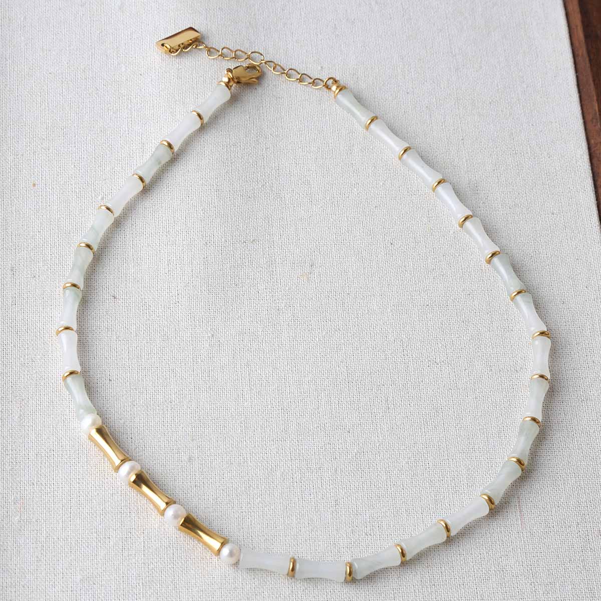 White jade stone bamboo neckla - đánh giá và giá Travel Accessories Dropshipping