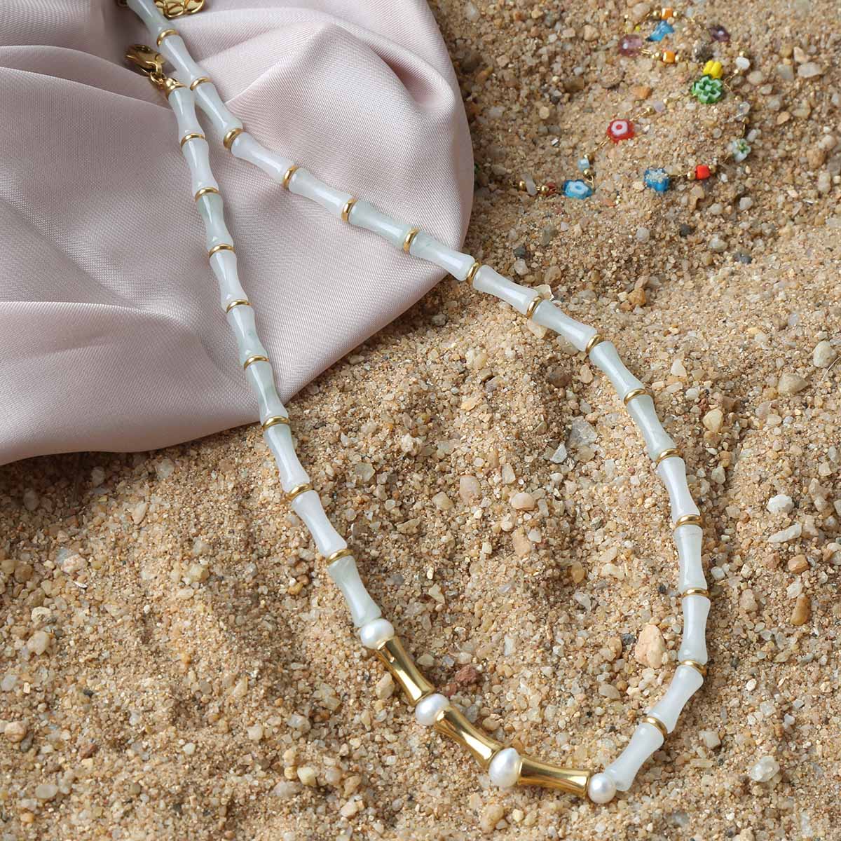 White jade stone bamboo neckla - đánh giá và giá Travel Accessories Dropshipping