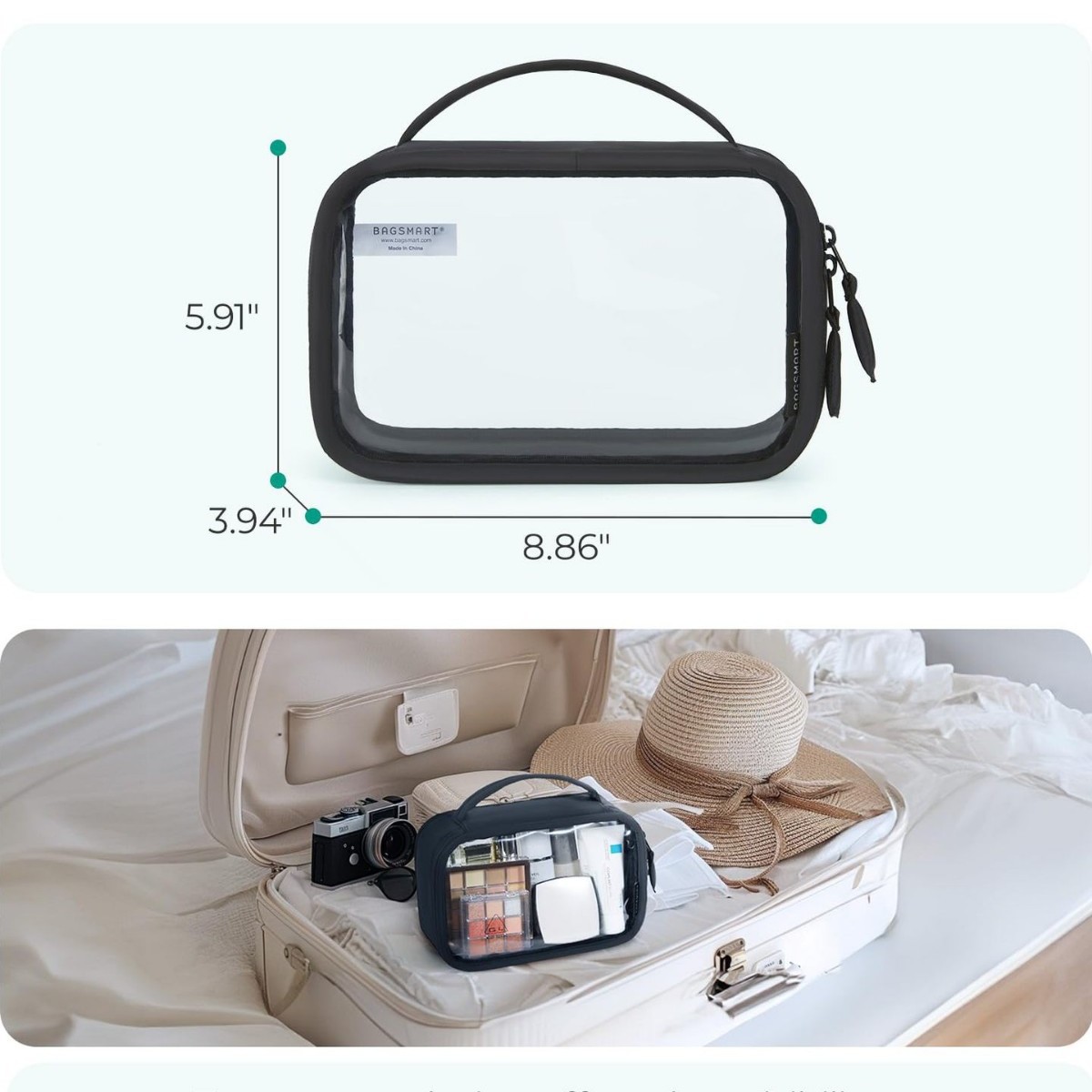 TSA-Approved  PVC Clear Makeup - đánh giá và giá Toiletry Bag Tsa